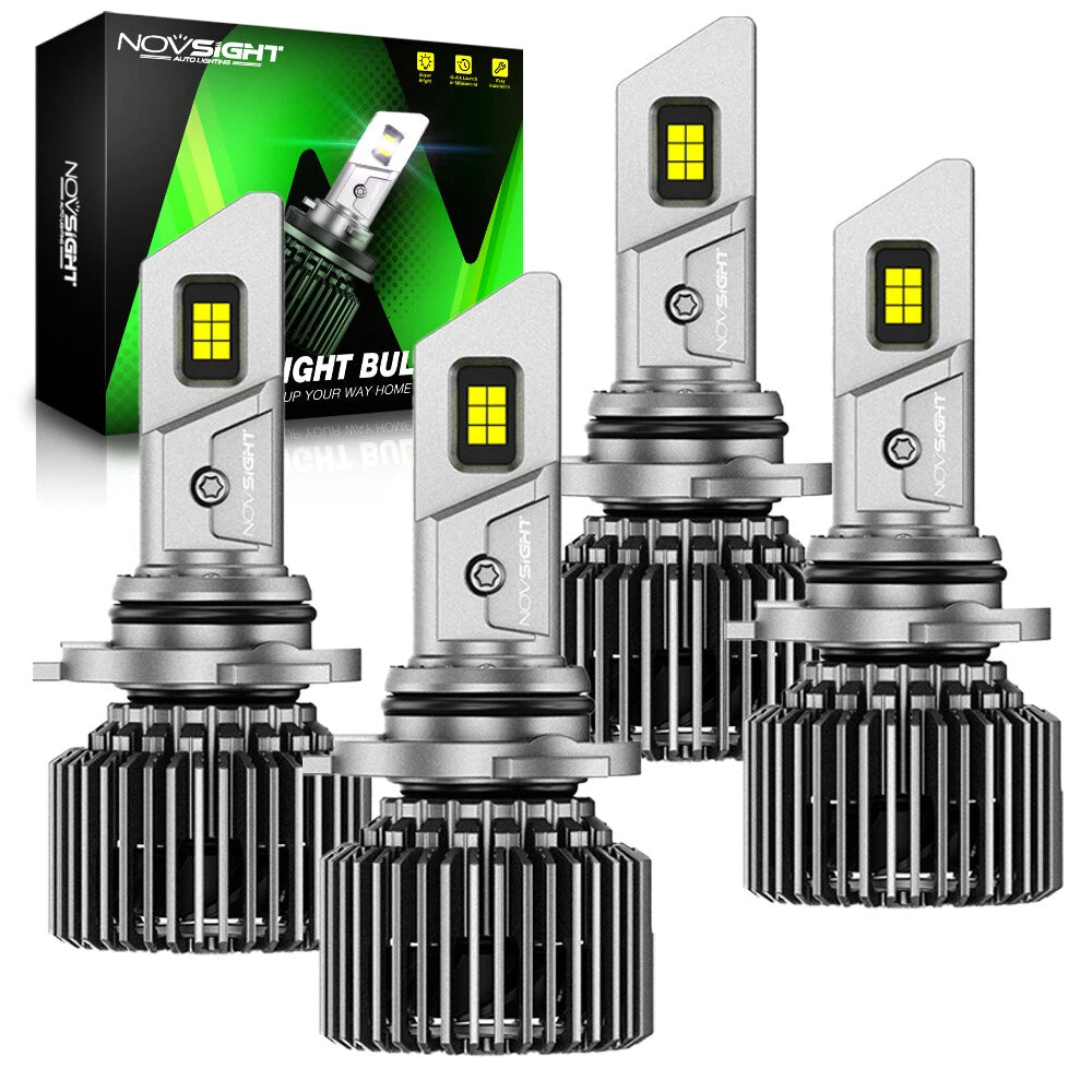 Set of 4 9005 + H11 LED Headlight Bulbs Kit for High Low Beam (6500K)