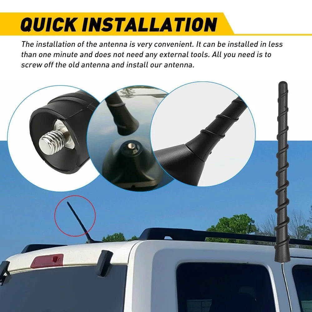 7" Short Black Antenna Mast for Ford F-150 F250 (2009–2021)