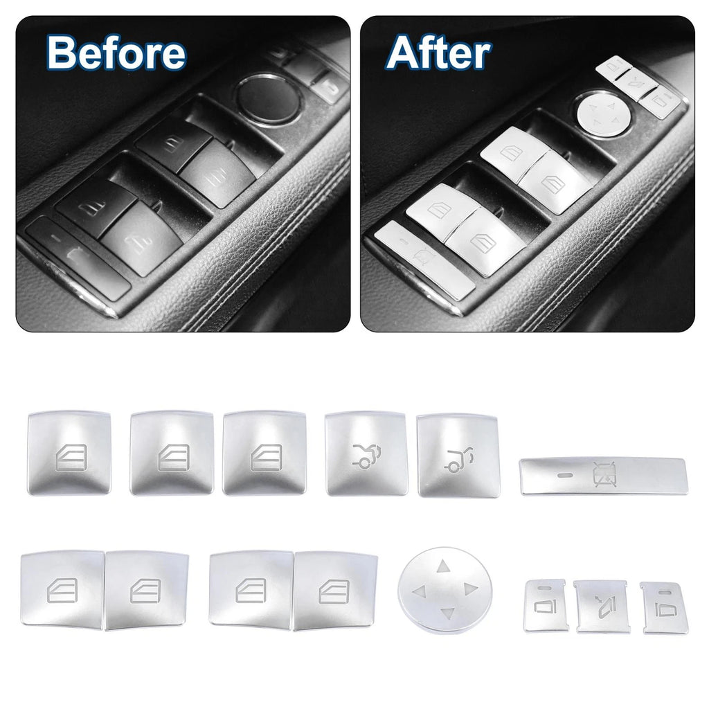 Set of 2 Door Armrest Window Switch Button Covers for Mercedes-Benz C200 C250 (2010–2014)