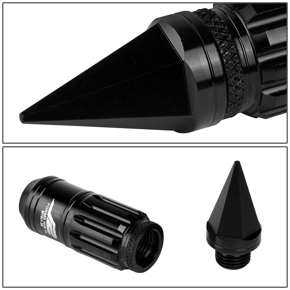 Set of 16 J2 7075 Forged Aluminum M12x1.25 Spiky Cap Lug Nuts for Universal