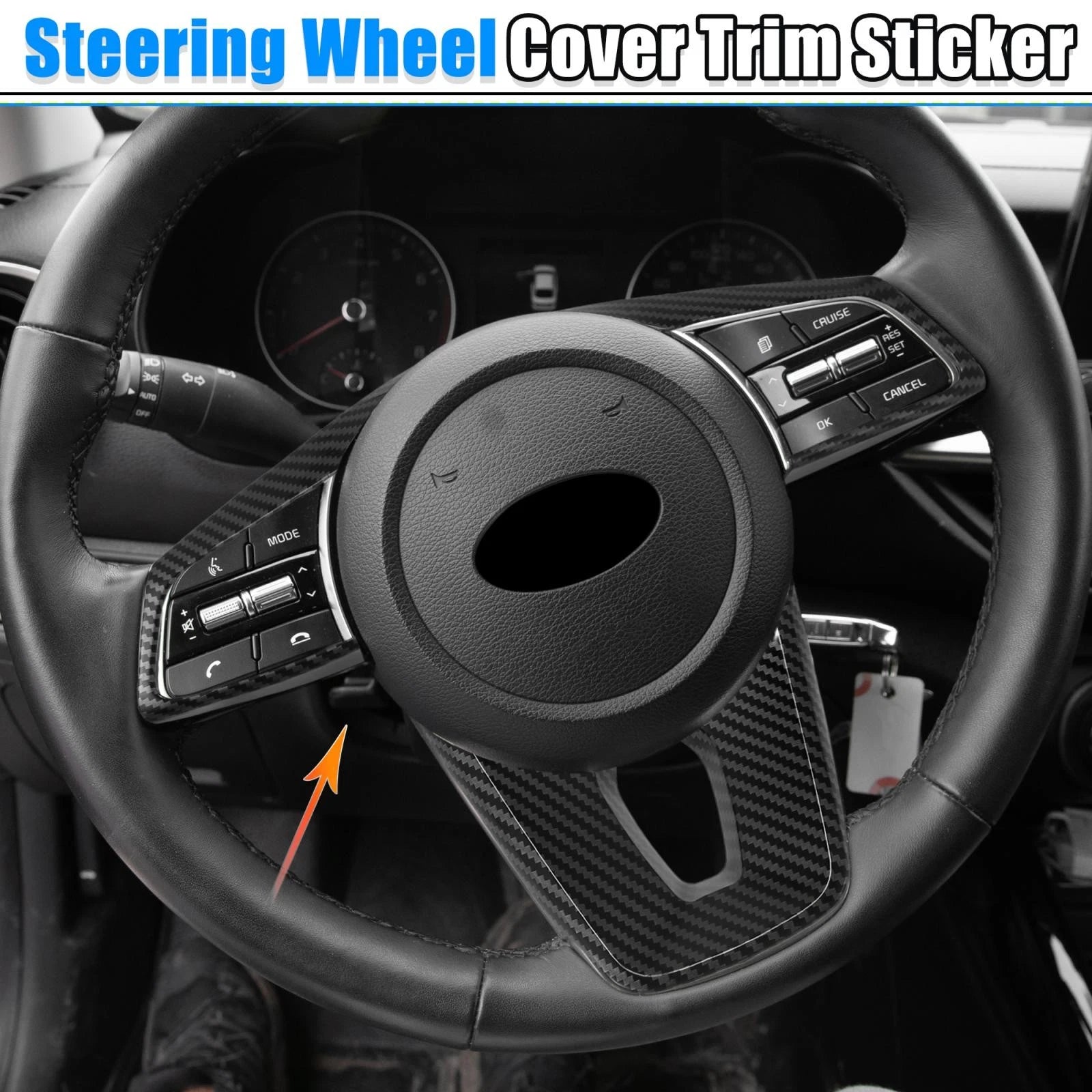 2pcs Carbon Fiber Steering Wheel Cover Trim for Kia 