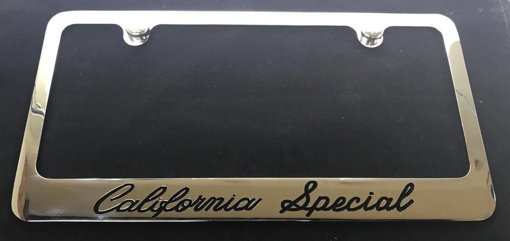 California Special License Plate Frame for Ford Mustang (Chrome w Black Logo)