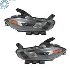 Headlight Set for Dodge Dart (2013-2016) Halogen Projector Black Housing