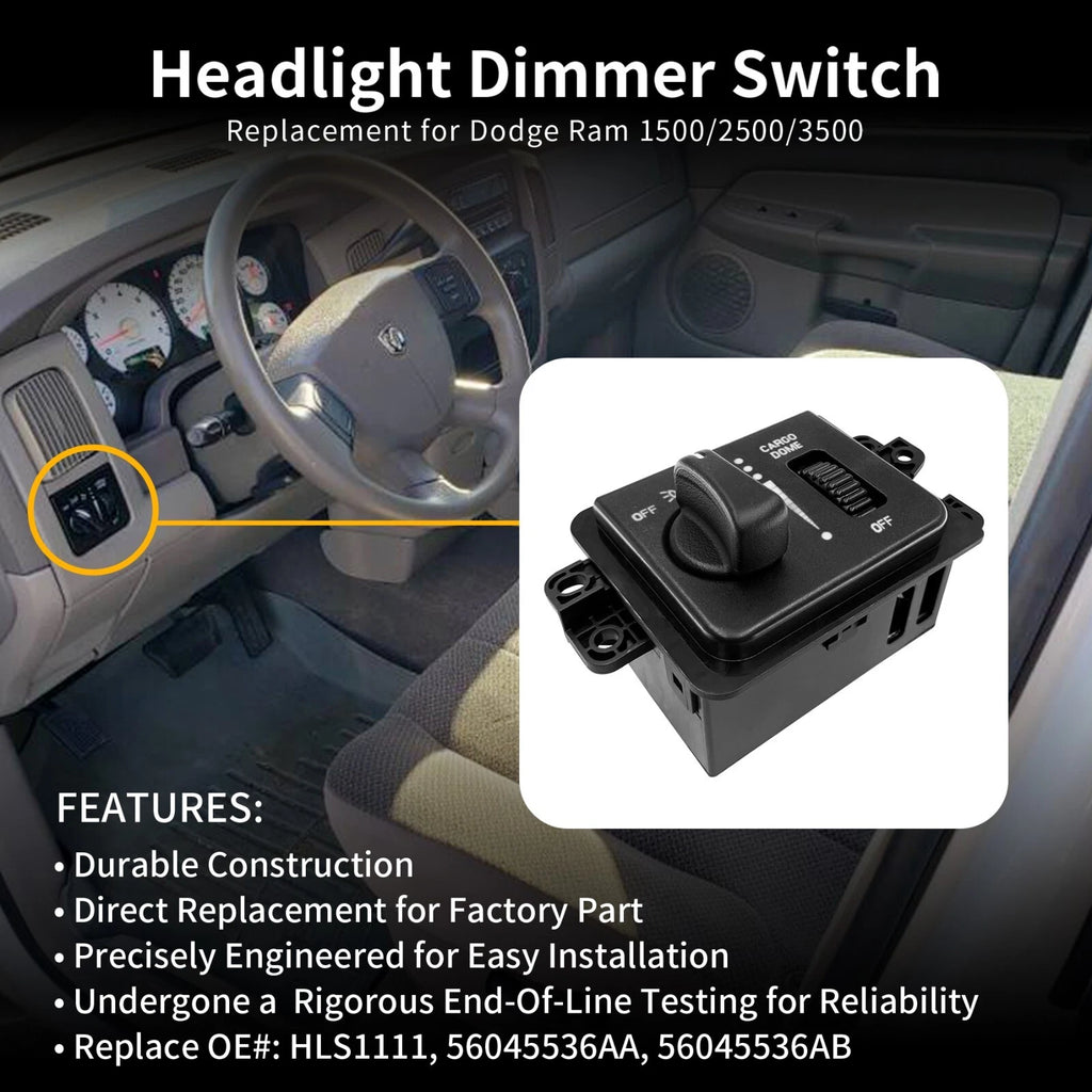 Headlight Headlamp Dimmer Switch for Ram 1500 2500 3500 (w/o Foglamp)