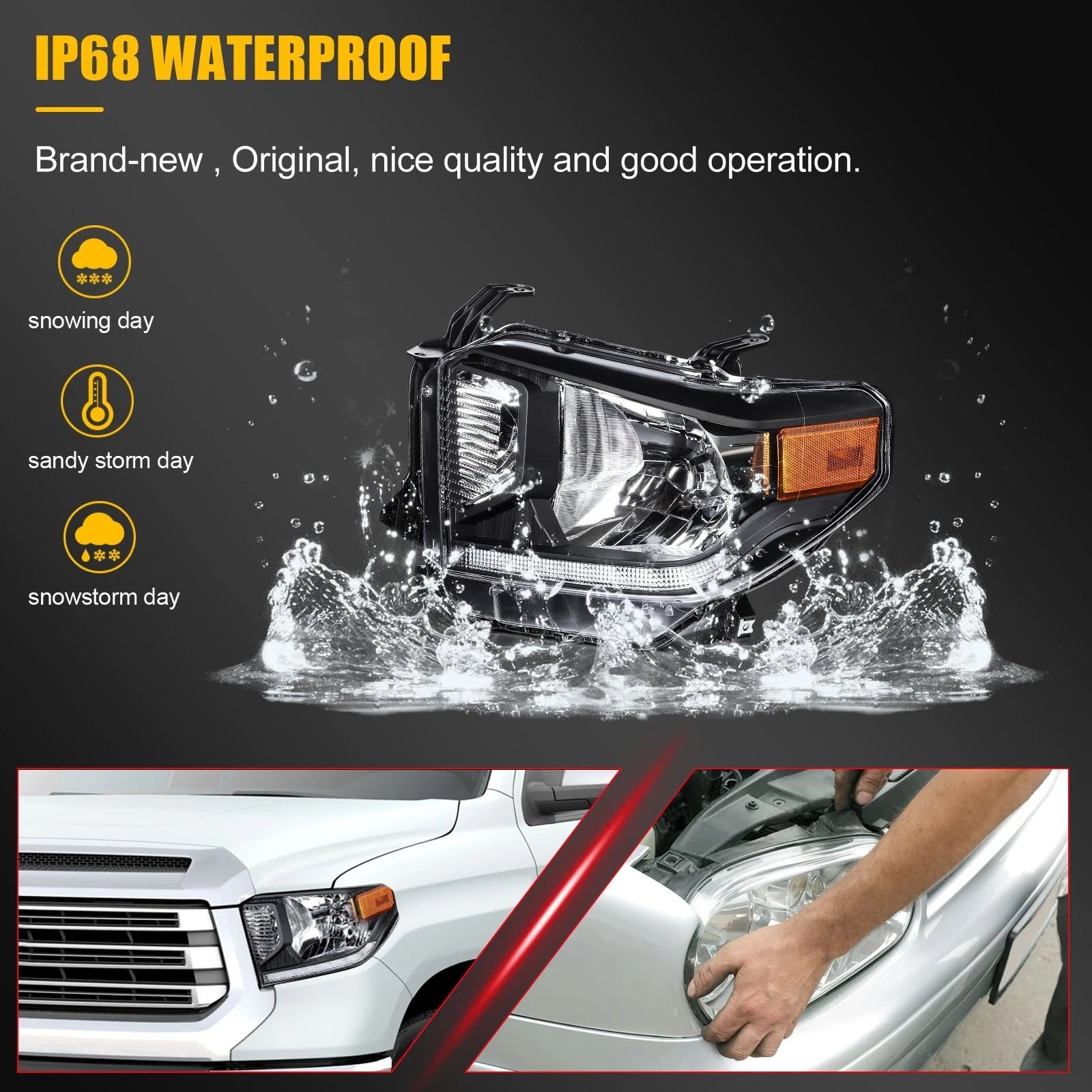 2X LED Headlight Assembly for Toyota Tundra (2014–2021)