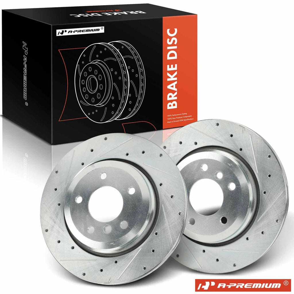 2x Rear Drilled Brake Rotors for BMW E46 330Ci, 330i, 330xi (2001–2006)