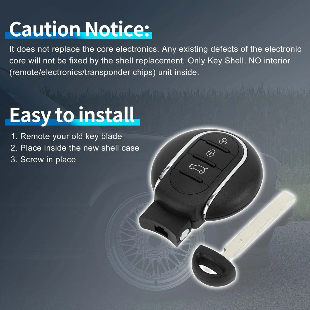 3 Buttons Keyless Entry Remote Fob Case for BMW Mini Cooper (2015 - 2017)