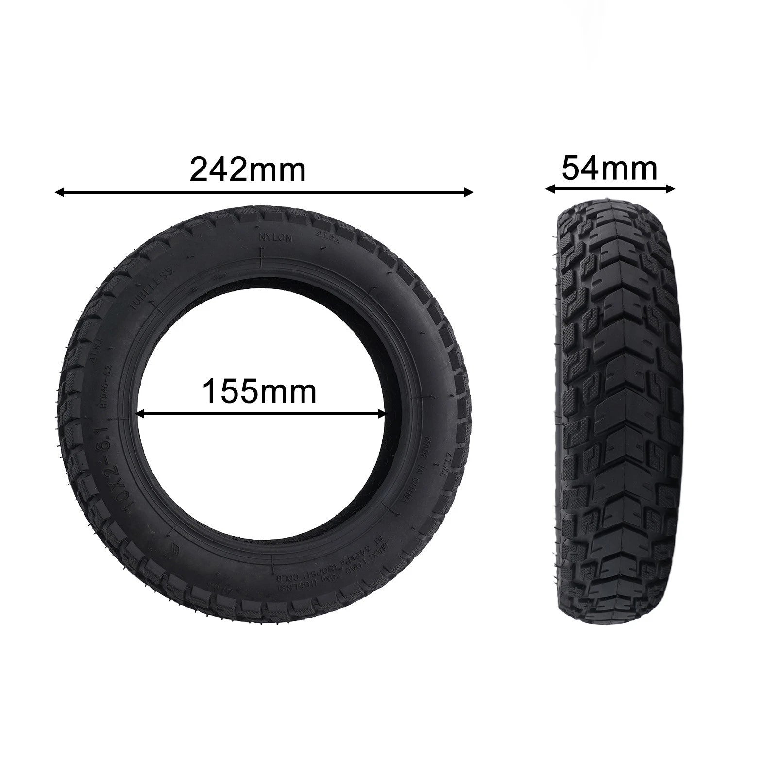10x2-6.1 Tubeless Tyre for M365 Electric Scooter (2017–2023)