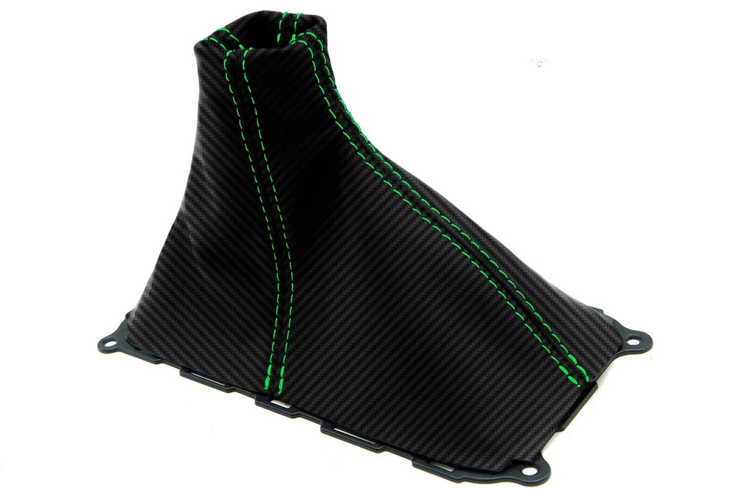 Manual Shift Boot Cover for Ford Mustang GT (2010–2014) Carbon Fiber Green Stitch