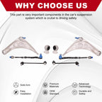 Set of 8 Front Control Arms Ball Joint Suspension Kit for BMW E46 (1998–2006)