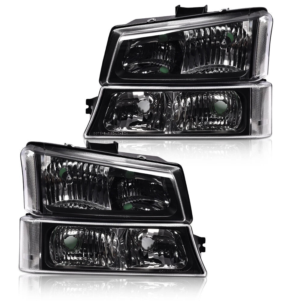 Black Headlights with Clear Reflector for Silverado (2003–2006)