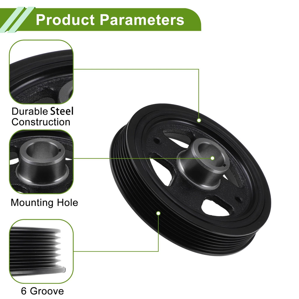 Engine Harmonic Balancer Crank Pulley for Lexus CT200h (2011–2017) 1347037020 Steel Black