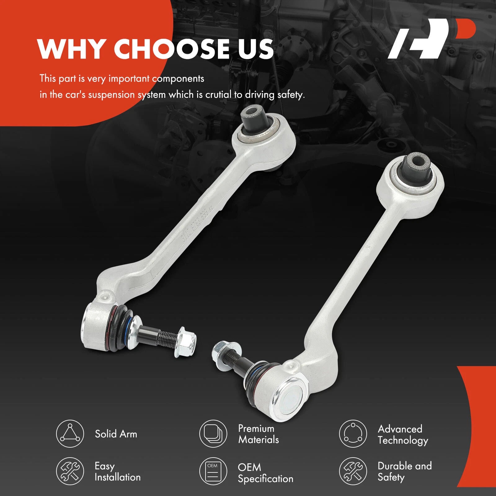 2X Front Lower Rearward Control Arm with Ball Joint for BMW E89 (2009-2016)