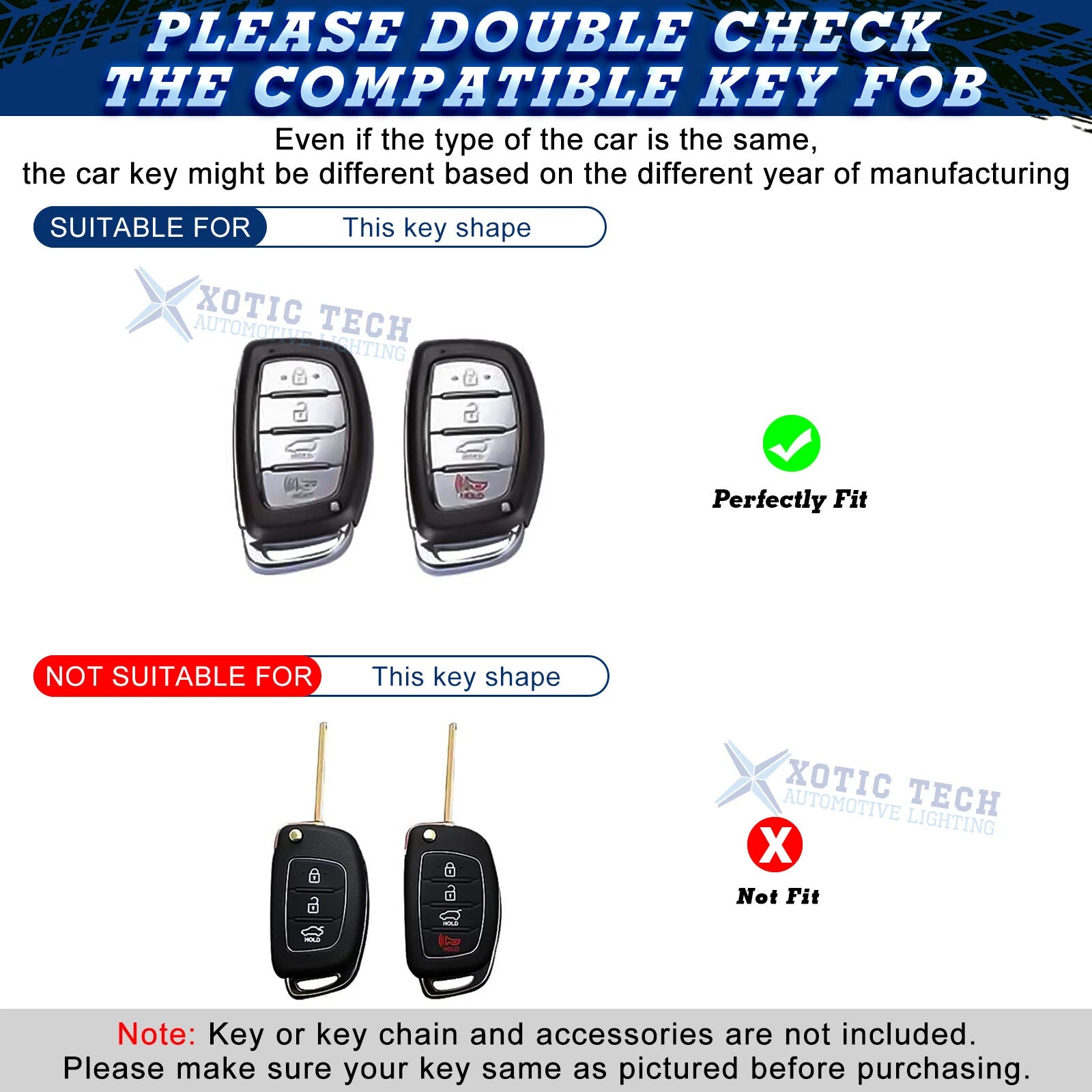 Full Cover Key Fob Case with Keychain for Hyundai (2011-2023)
