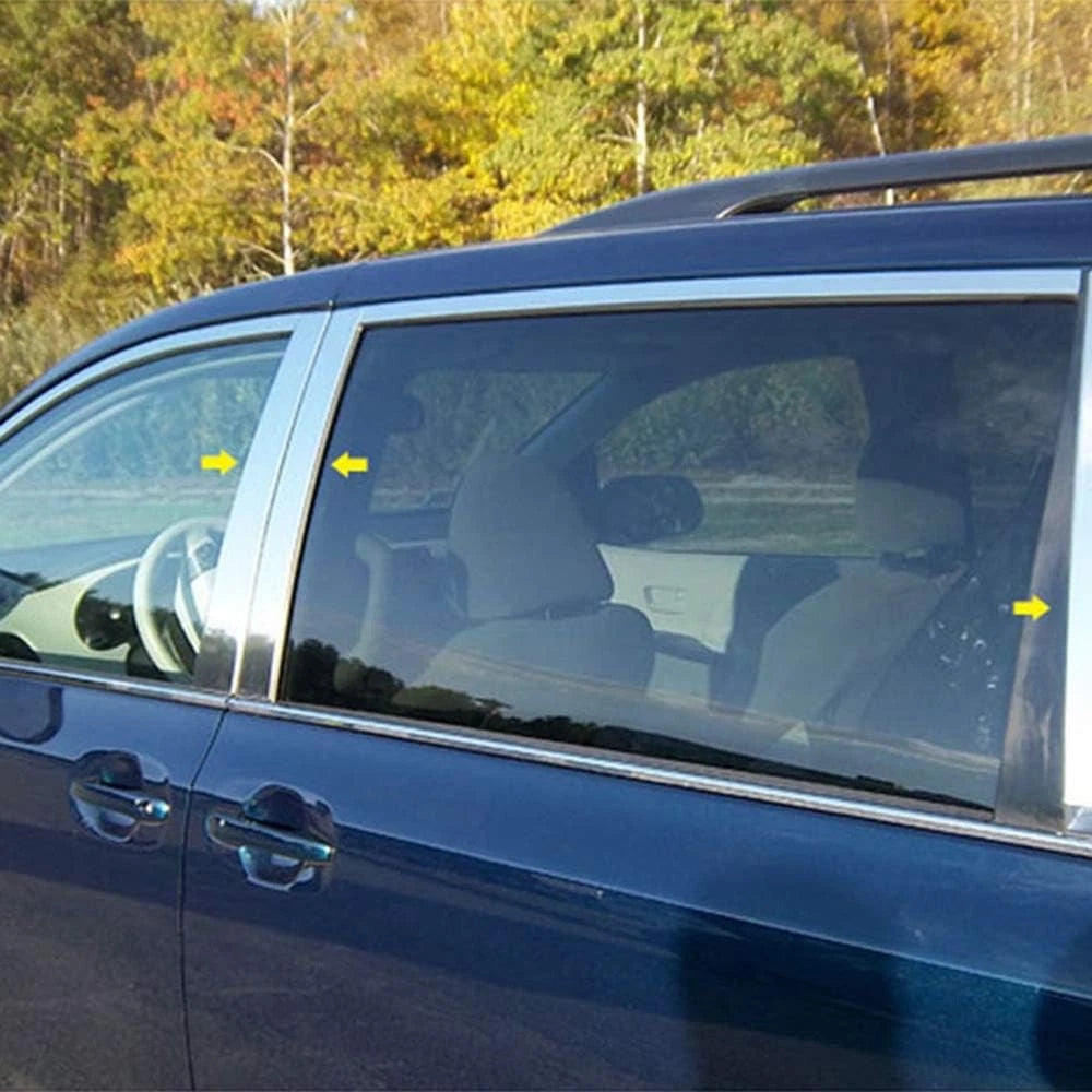Chrome Pillar Post Trim Kit with Mirror Pieces for Toyota Sienna (2011–2020)