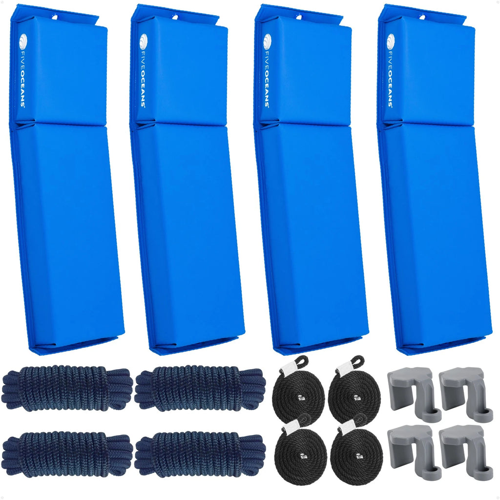 4-Pack Blue Flat Boat Fender Kit 24" x 6-7/8" x 2-1/2"