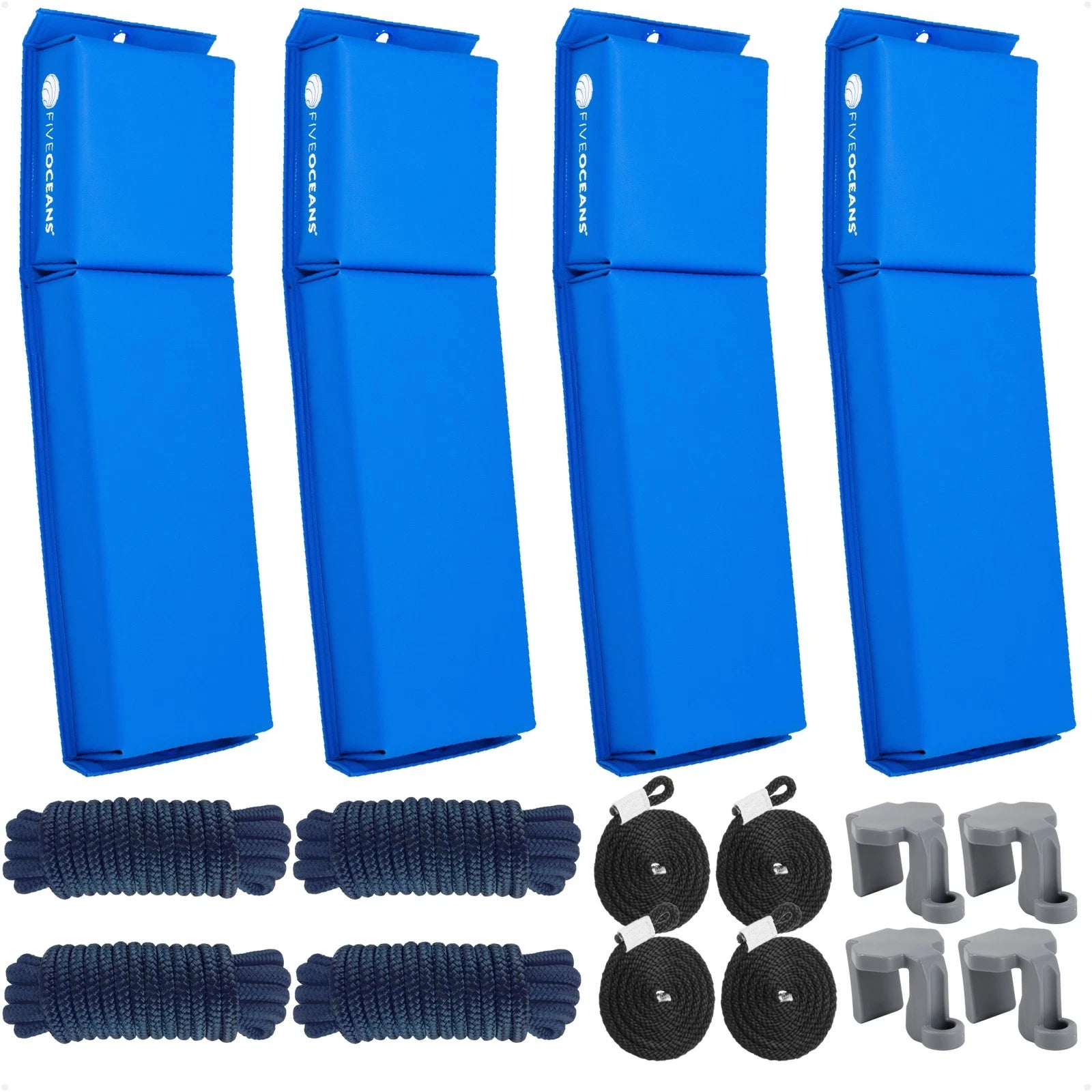 4-Pack Blue Flat Boat Fender Kit 24" x 6-7/8" x 2-1/2"