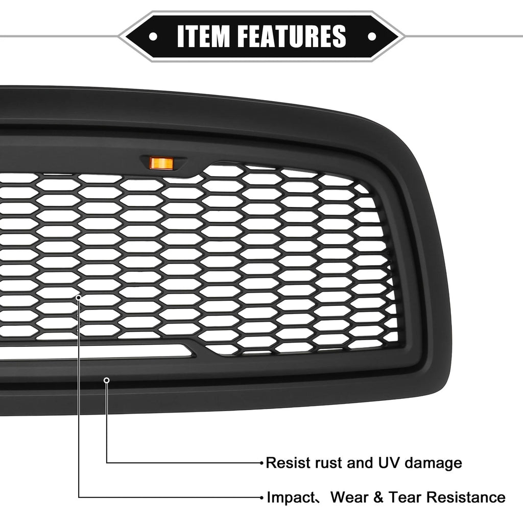 Front Grille Assembly with LED Lights for Dodge Ram 1500 (2009–2010)