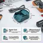 18W 3-in-1 Adapter DC + USB-A + USB-C for 18V 20V Cordless Tools