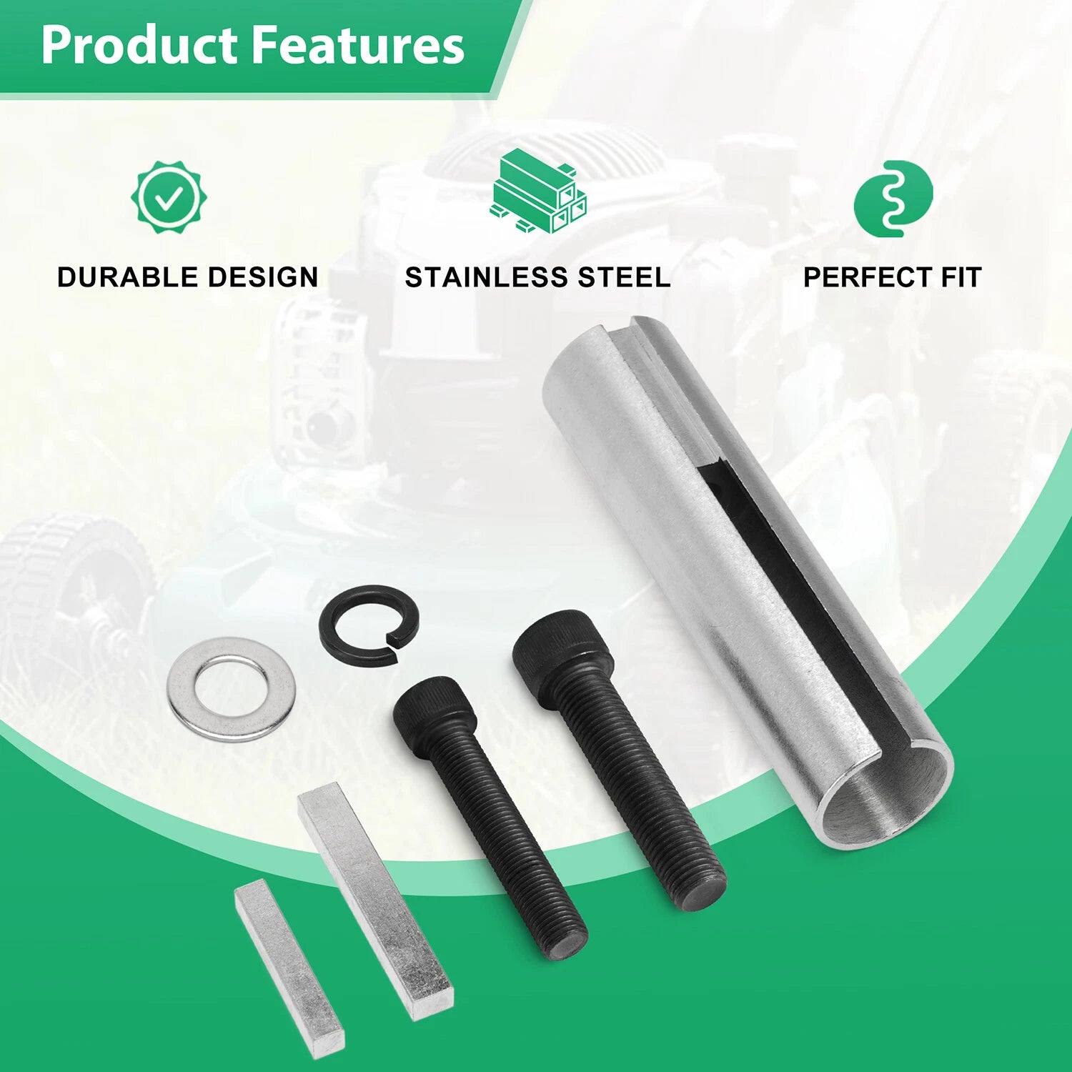 Crank Shaft Sleeve Adapter for Engine Pulley (1 to 1 1/8 inch, 1/4" Key)