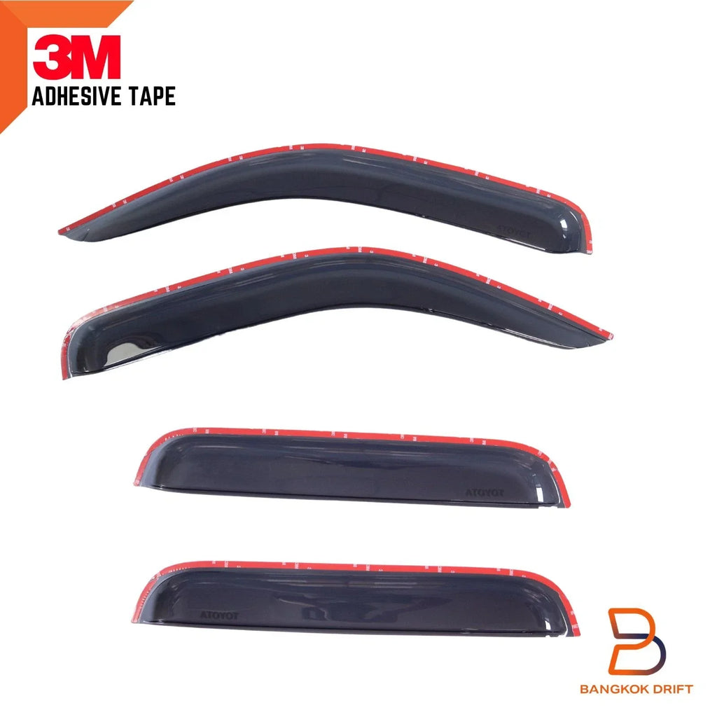 Slim Weathershields Door Visors for Toyota Hilux Dual Cab (1998-2004) Black