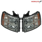 Set of 2 Headlights for Chevy Silverado (2007–2013) Black Housing Smoke Lens