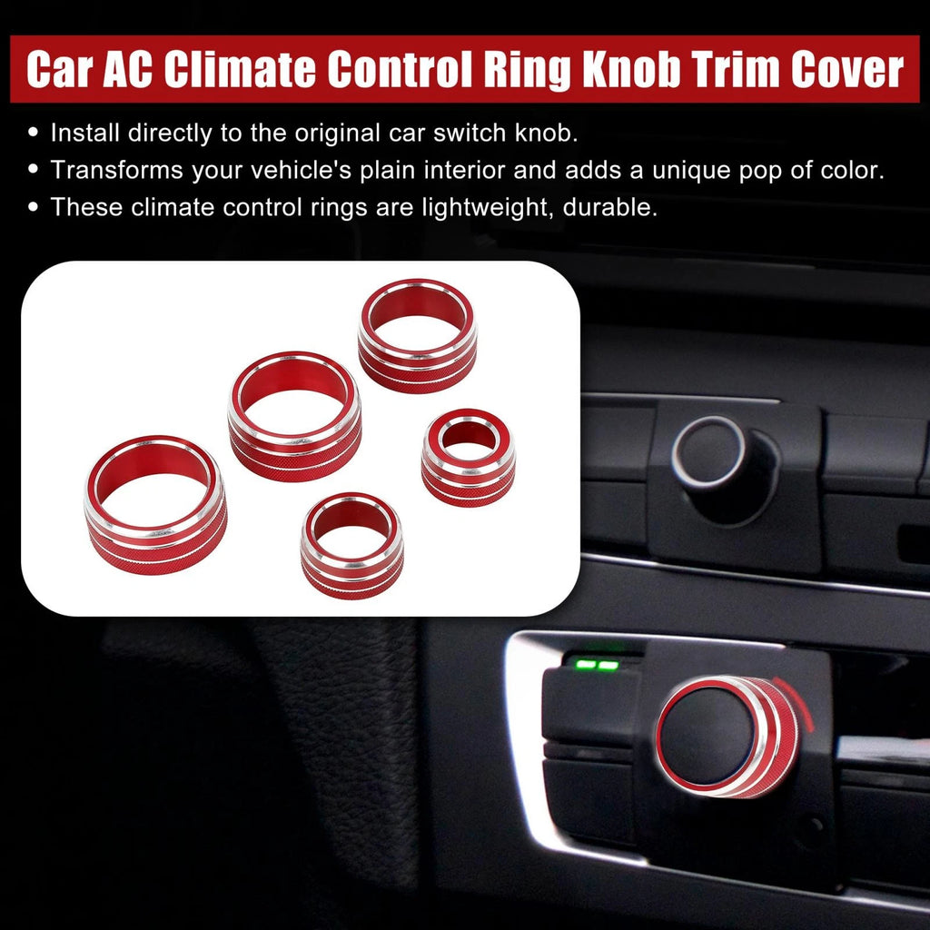 5pcs Red AC Climate Control Knob Trim for Toyota Camry (2018–2020)