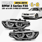 LED Headlight w/o AFS for BMW 3 Series F30 320i 340i 330i (2016–2019) L+R Pair