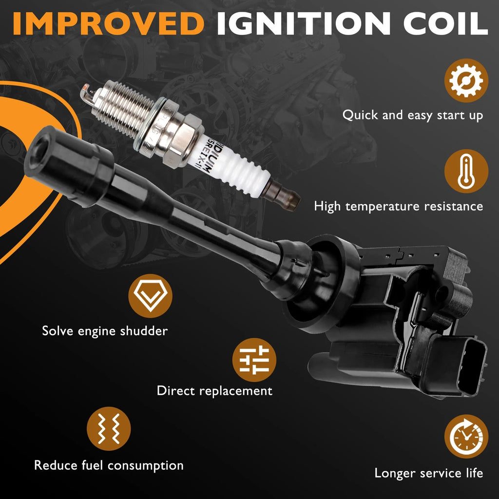 2 Ignition Coils + 4 Spark Plugs for Mitsubishi Lancer 2.0L (2002-2007)