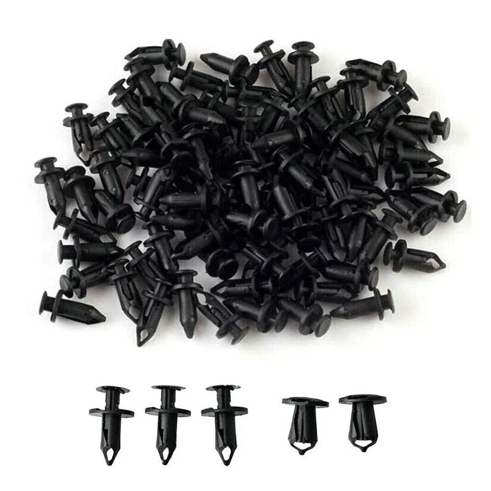 100x Plastic Fastener Clips Mixed Fairing Body Trim Panel Black