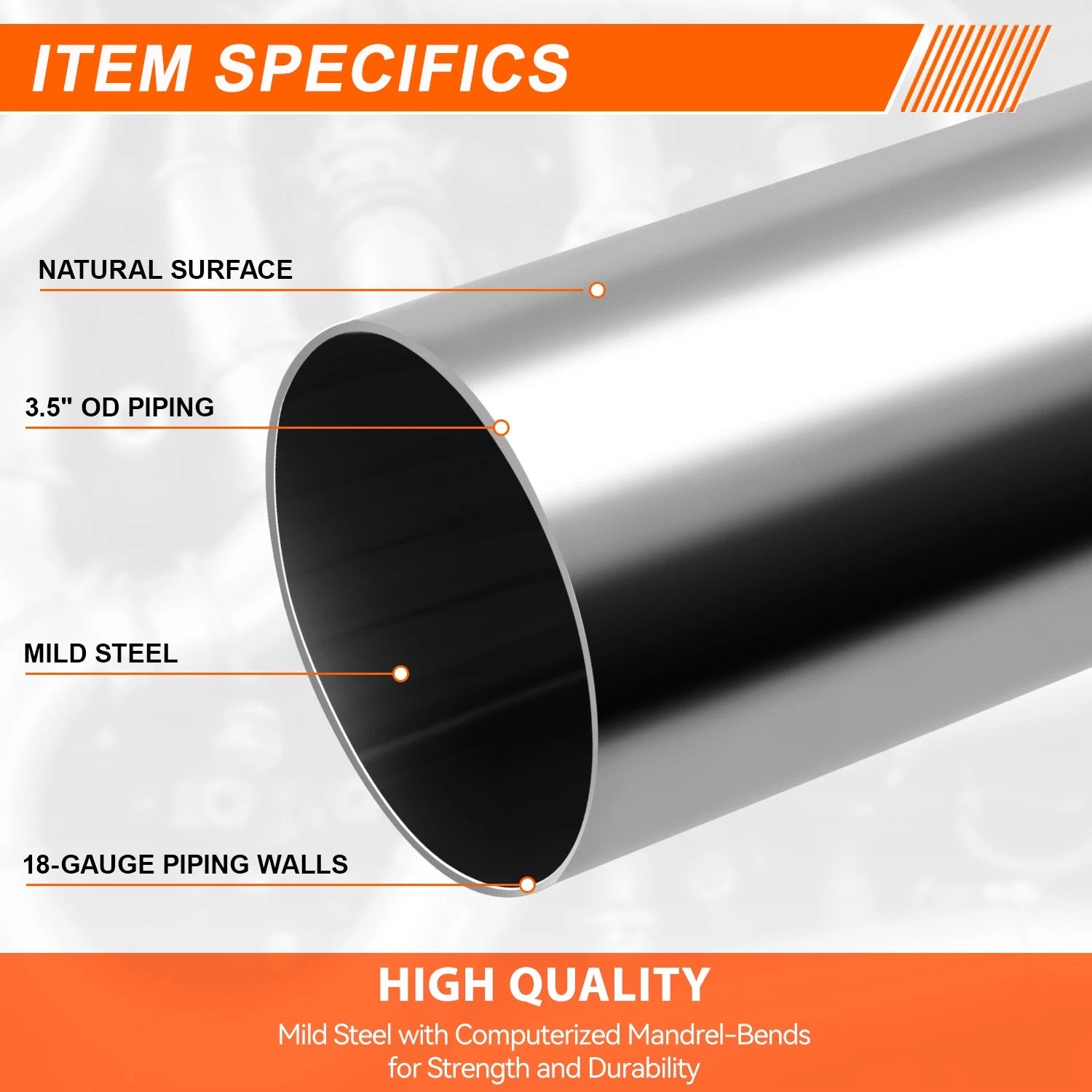 8X 3.5" OD Mild Steel Exhaust Pipes 48" Straight & 45/95 Degree U-Bends