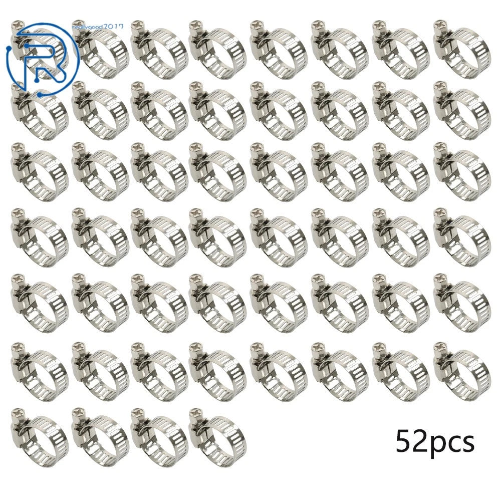 50Pcs Stainless Steel Adjustable Hose Clamp for Fuel Line (1/2"-3/4")