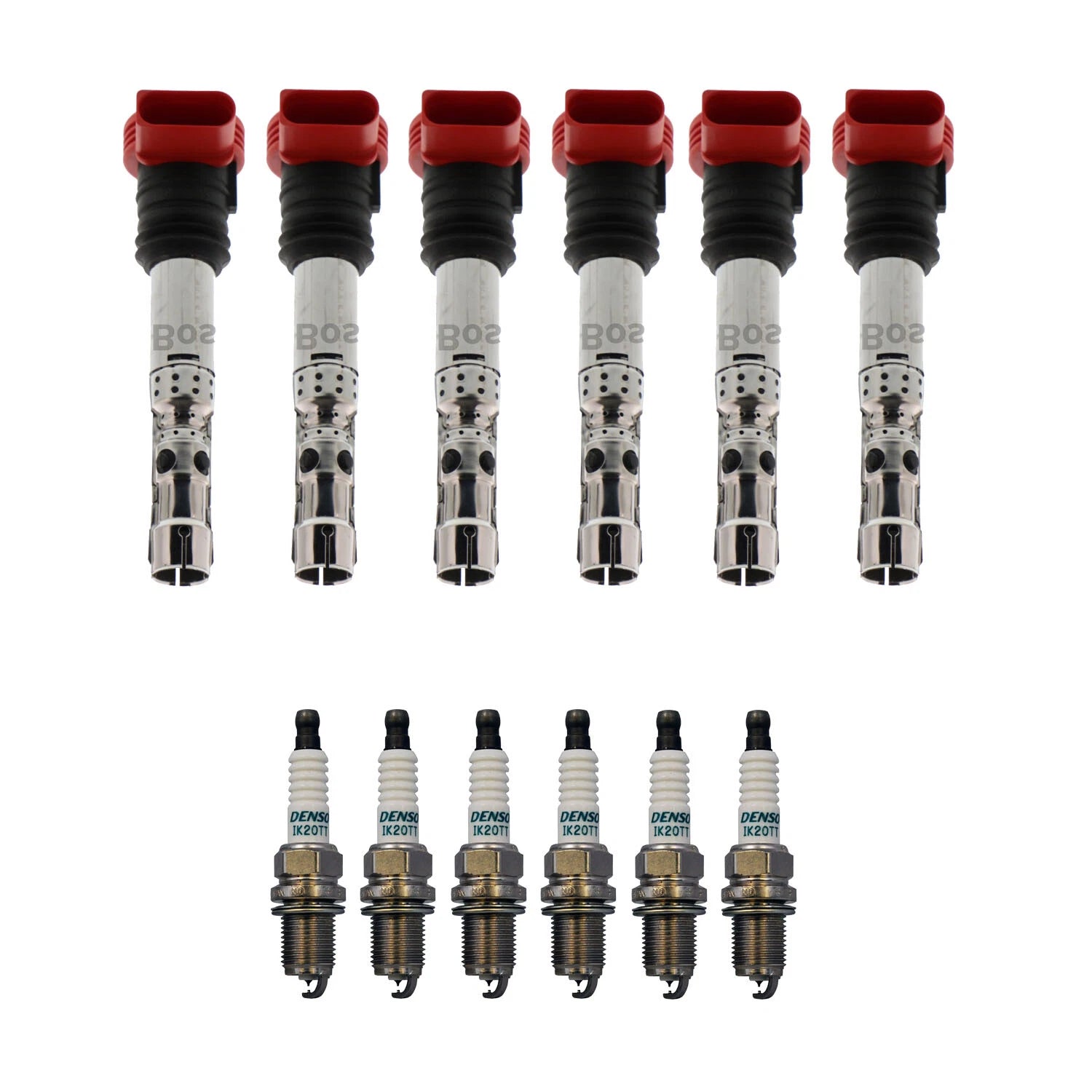 Set of 6 Ignition Coils & Iridium TT Spark Plugs for Audi A4 A6 Quattro (2000–2006)