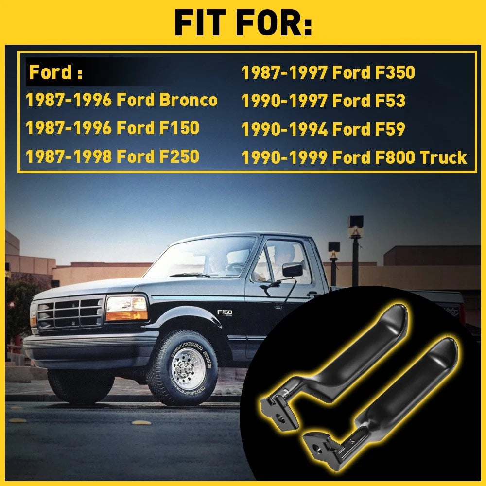 2X Interior Metal Door Handles Black for Ford F250 (1987–1998)