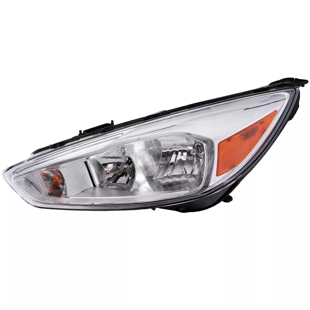 Halogen Headlight Assembly Chrome w/LED DRL Left for Ford Focus (2015–2018)