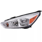 Halogen Headlight Assembly Chrome w/LED DRL Left for Ford Focus (2015–2018)
