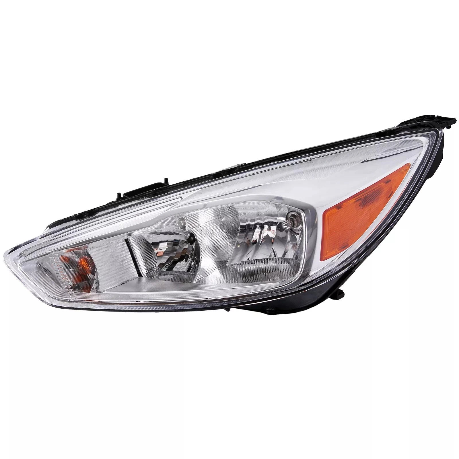 Halogen Headlight Assembly Chrome w/LED DRL Left for Ford Focus (2015–2018)