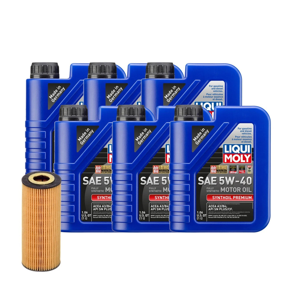 6L Liqui Moly Synthoil Premium SAE 5W-40 Oil Change Kit for Audi 3.0/3.2L (2000–2023)