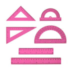 6PCS Clear Math Set Plastic Rulers Protractors Triangles Measuring Tools