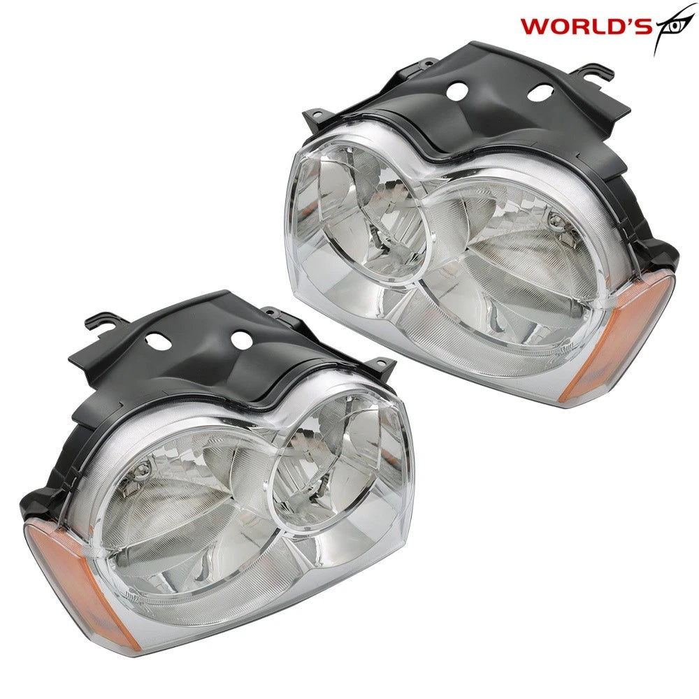 Set of 2 Headlight Assemblies for Jeep Grand Cherokee (2005–2007) Chrome