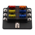 6-Way Blade Fuse Box Holder with LED Indicator for Car Marine Universal
