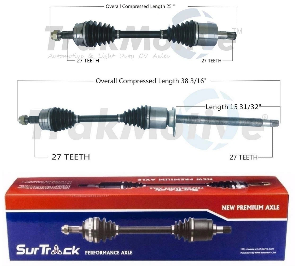 Surtrack Front CV Axle Shaft Kit for Dodge Dart (2013–2016)