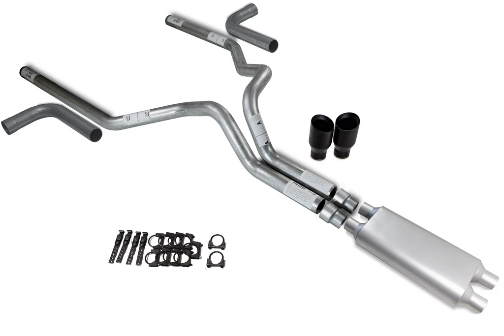 3" Dual Exhaust for Chevy GMC 2500 (2000–2006) - Dual Inlet, 2 Chamber, Black Tip