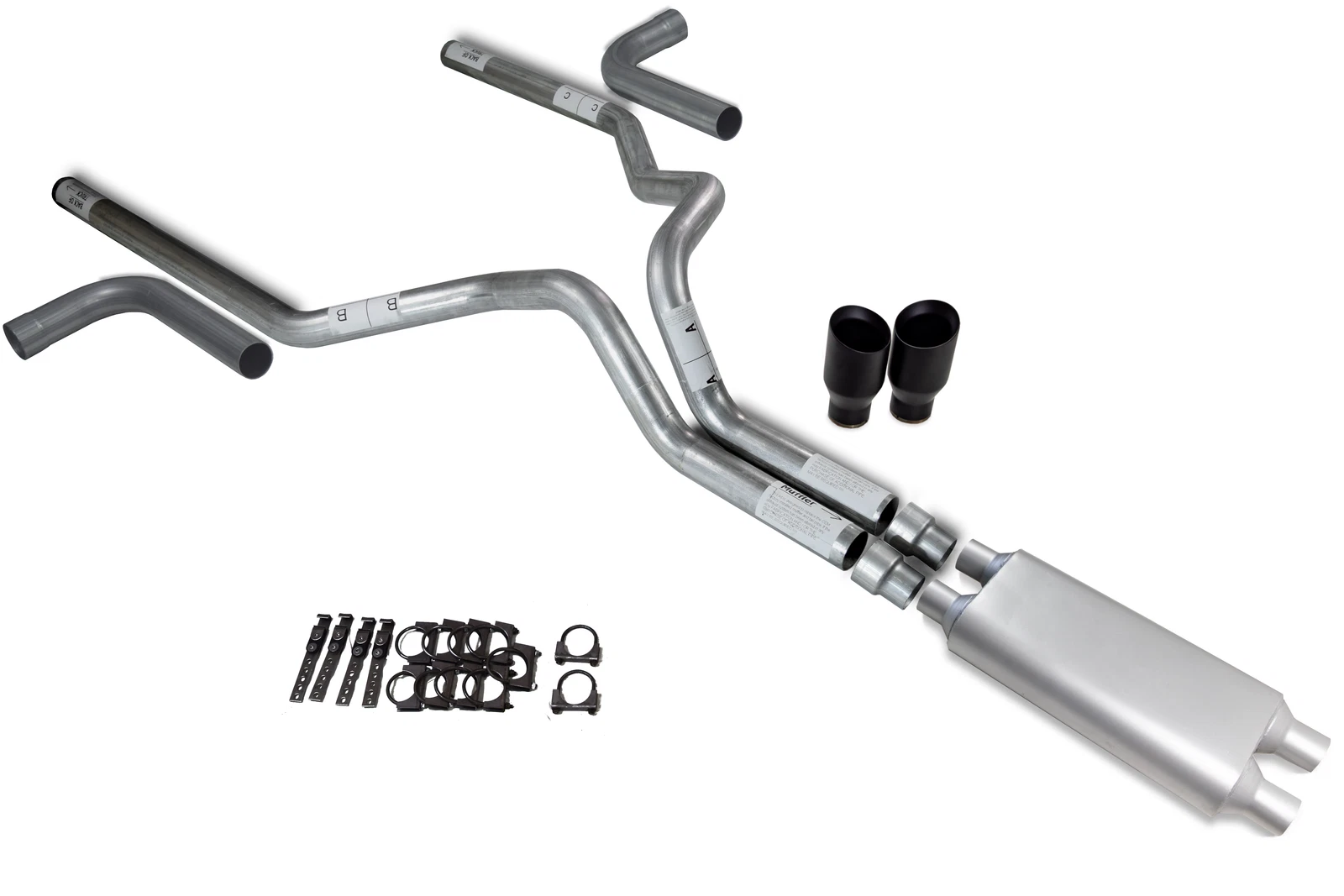 3" Dual Exhaust for Chevy GMC 2500 (2000–2006) - Dual Inlet, 2 Chamber, Black Tip