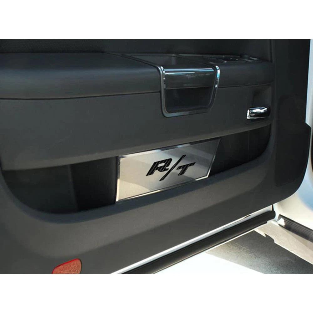 Brushed Door Badges w/Bright Red 'R/T' Inlay for 2009-2014 Dodge Challenger