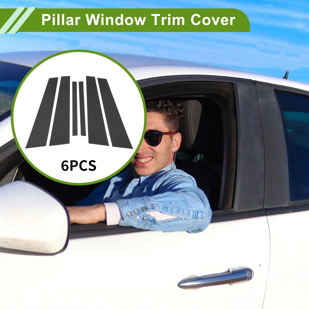 Set of 6 Door Pillar Window Trim for BMW 7-Series (2009–2017) Carbon Fiber