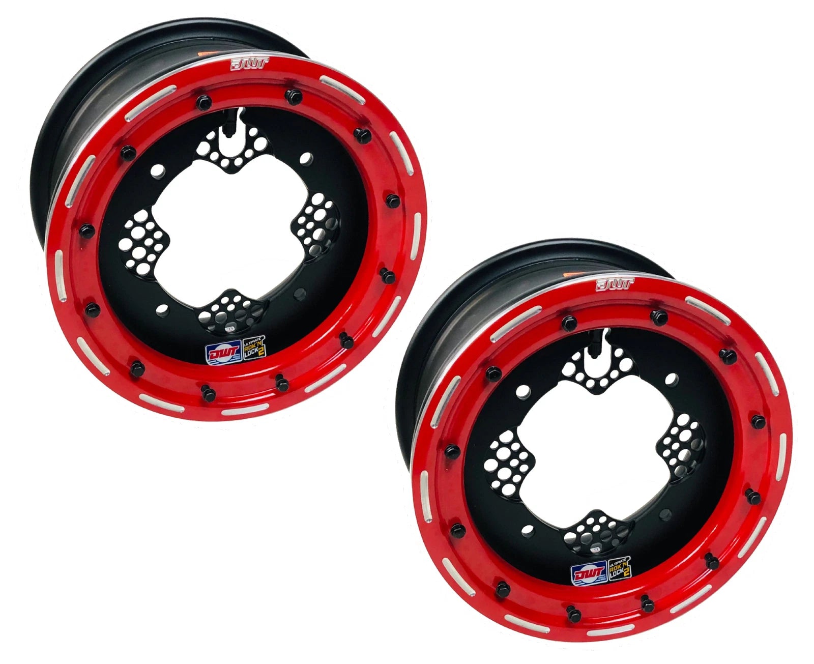 Set of 2 DWT ROK'N LOCK Front Red Beadlock Rims for TRX 400EX 400X (2000–2009)