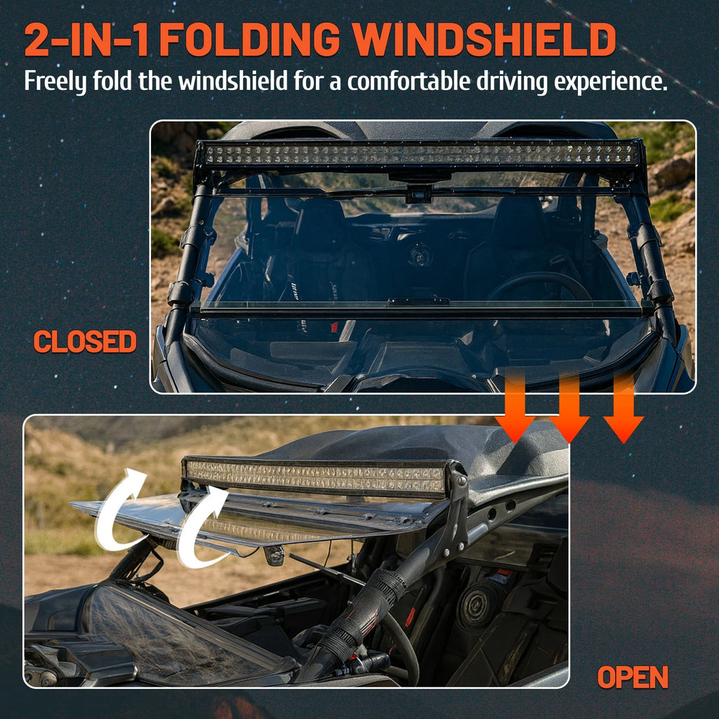 2-in-1 Flip Front Clear Windshield for Can-Am Maverick X3 (2017–2025)