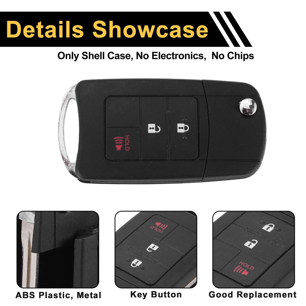 3 Button Key Fob Shell Case for Toyota RAV4 (2013–2015) Black
