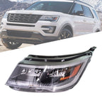 Headlight for Ford Explorer (2016–2019) Black Halogen with LED DRL Left